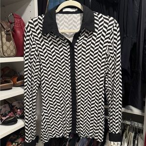 Anne Fontaine Black and White Chevron Top